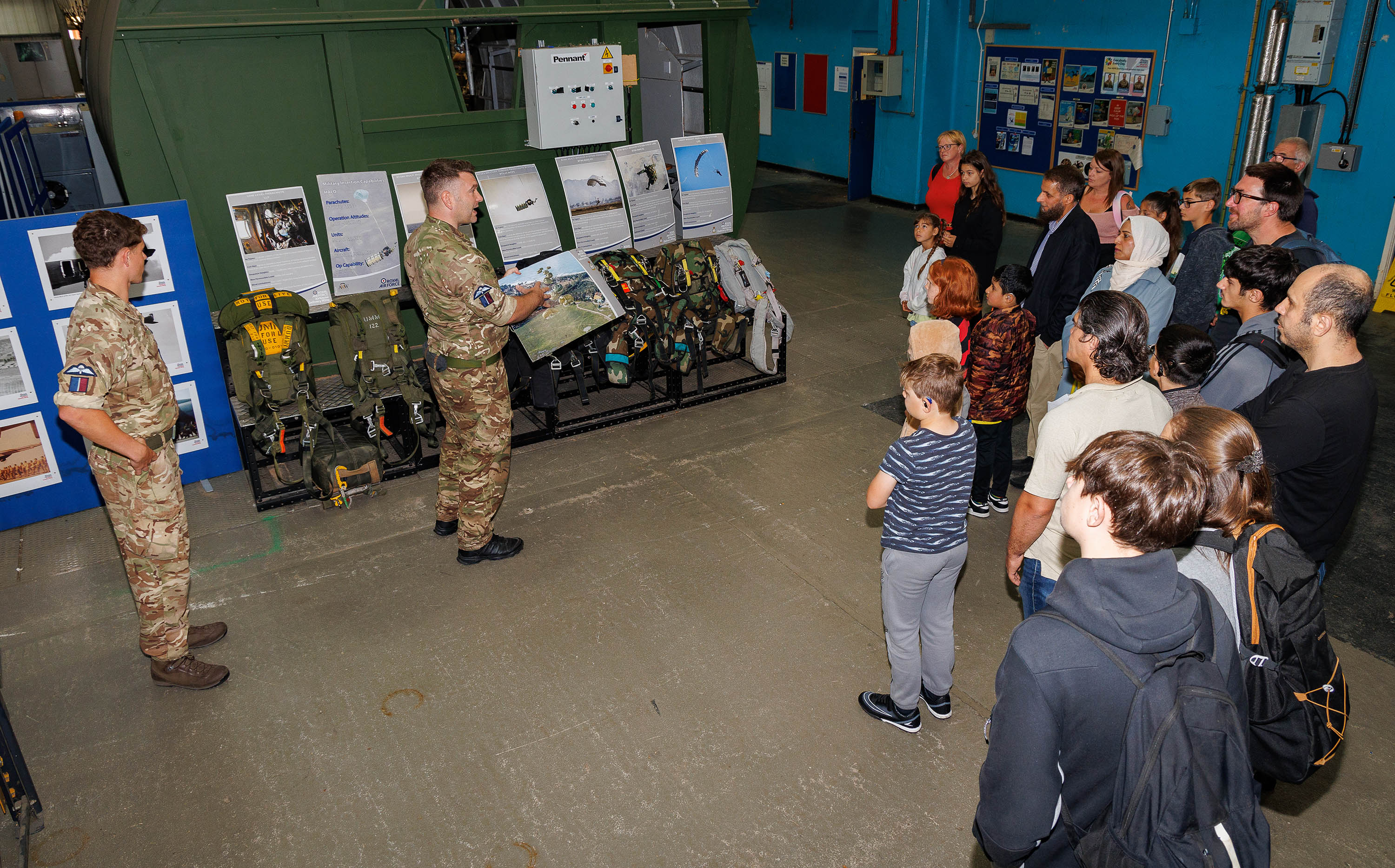 Photo: Members of the Oxfordshire Deaf Childrens Society recently had an unforgettable experience as they visited RAF Brize Norton. Image shows the children and their families during a guided tour of Parachute Training School (PTS)